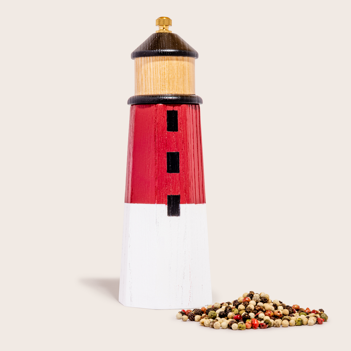 Wooden Salt and Pepper Grinder Set, Elegant Lighthouse Sea Salt Grinder and  Black Pepper Mill 