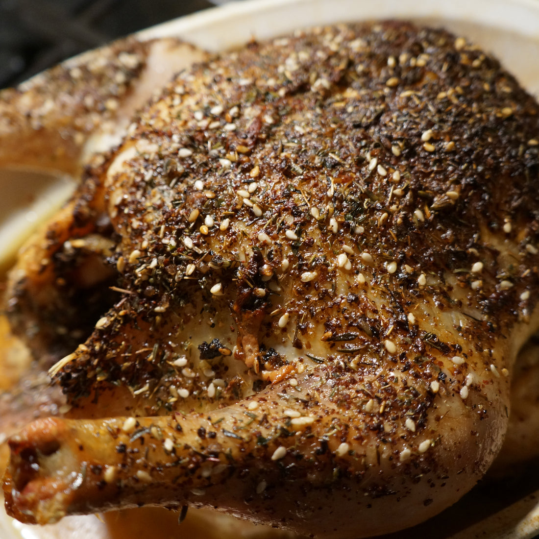 Roasted chicken with clucking awesome seasoning