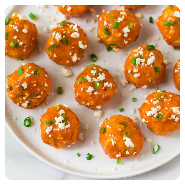 Buffalo chicken meatball platter