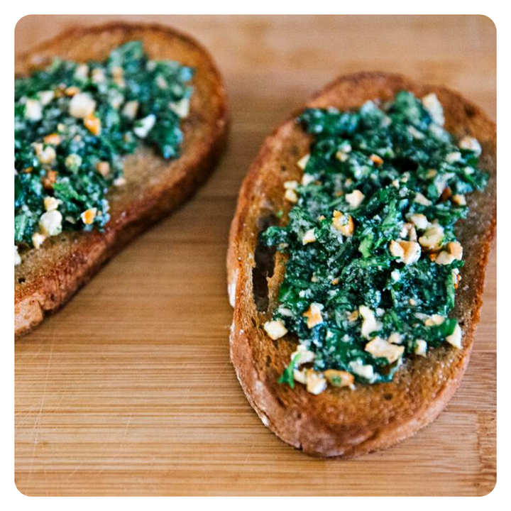 Bruschetta with Minted Arugula Pesto