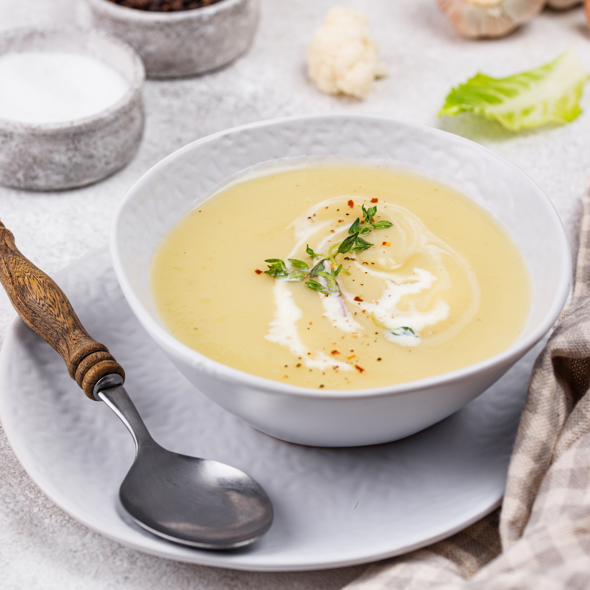 A Bowl of potato leek soup