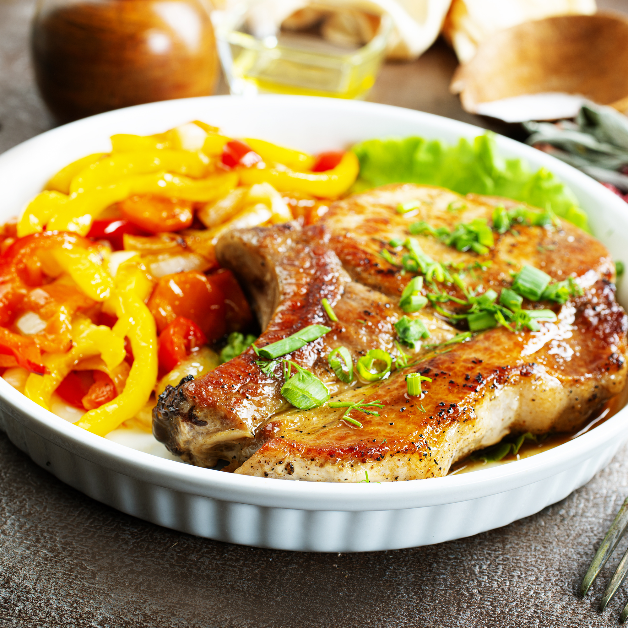 Roasted Porkchops with Vinegar Peppers