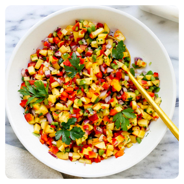 Grilled corn and peach salsa