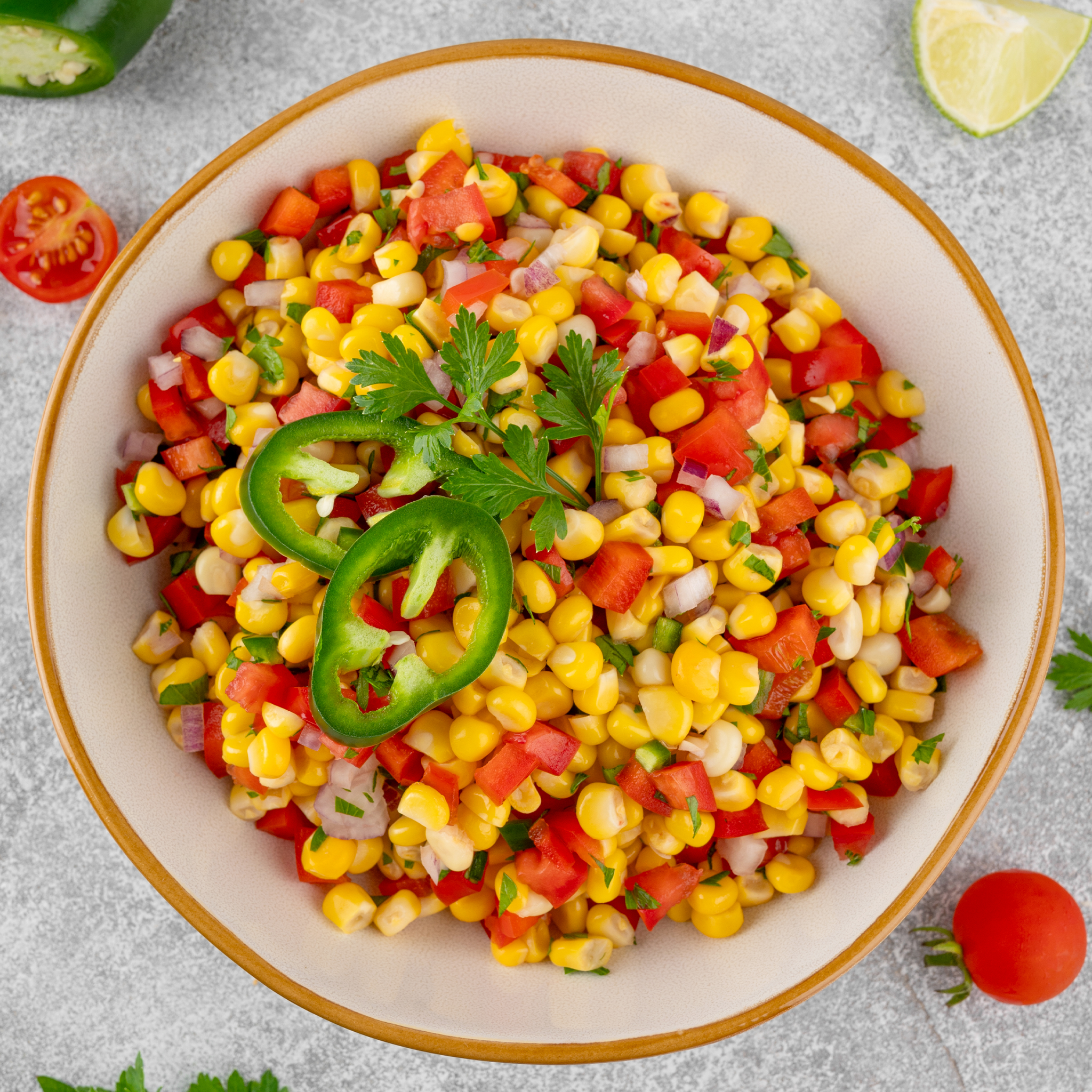 Grilled corn and peach salsa