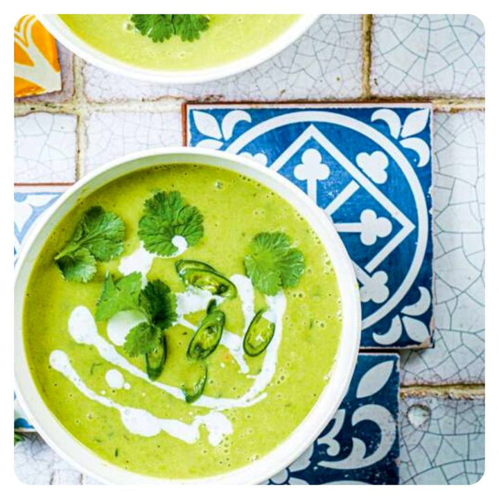 Bowl of green gazpacho