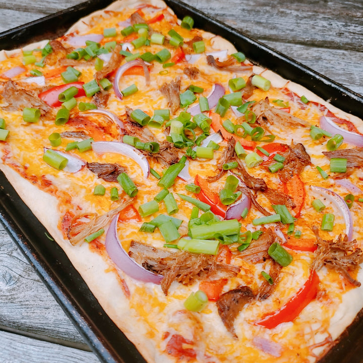 Pulled pork pan pizza