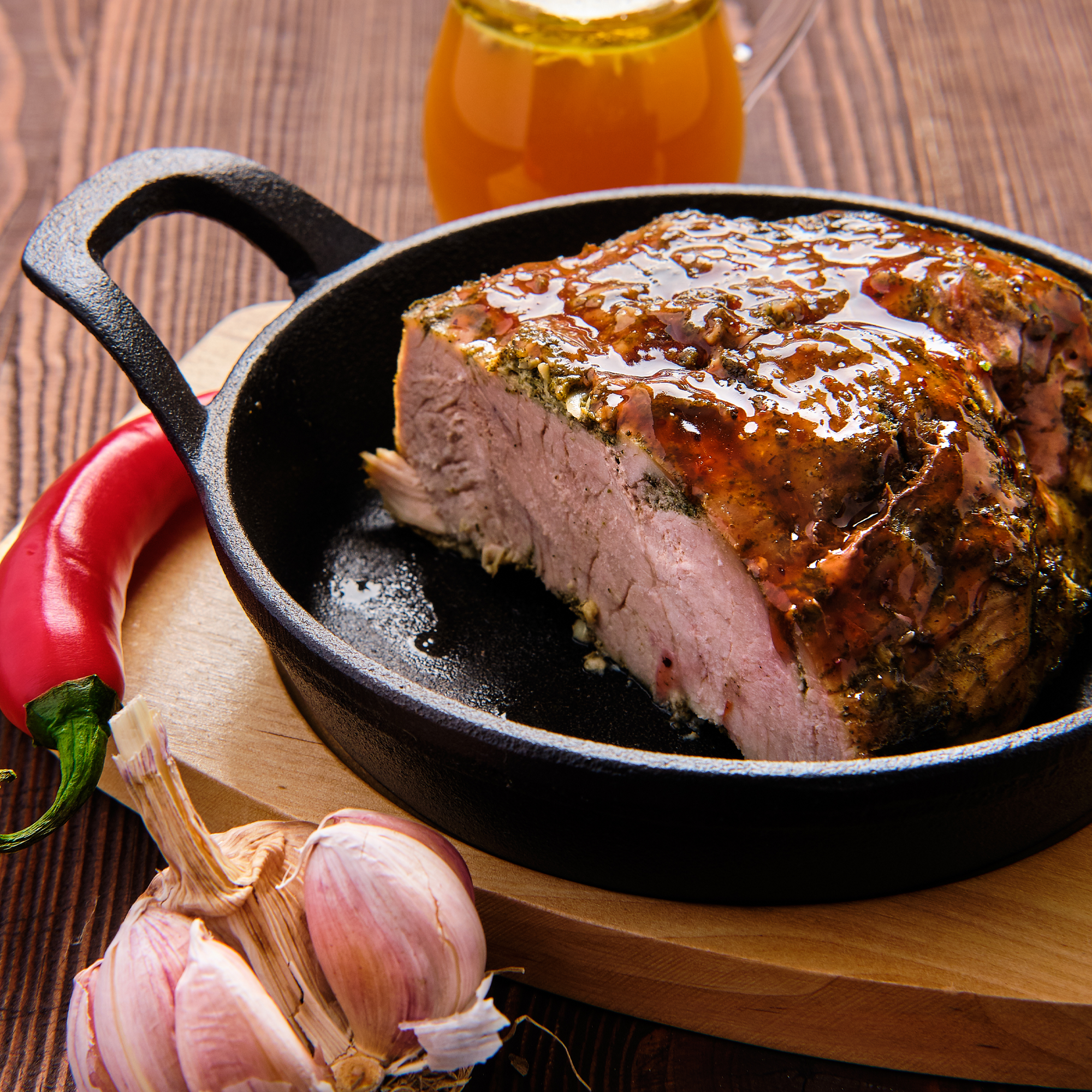 Garlic-roasted pork loin