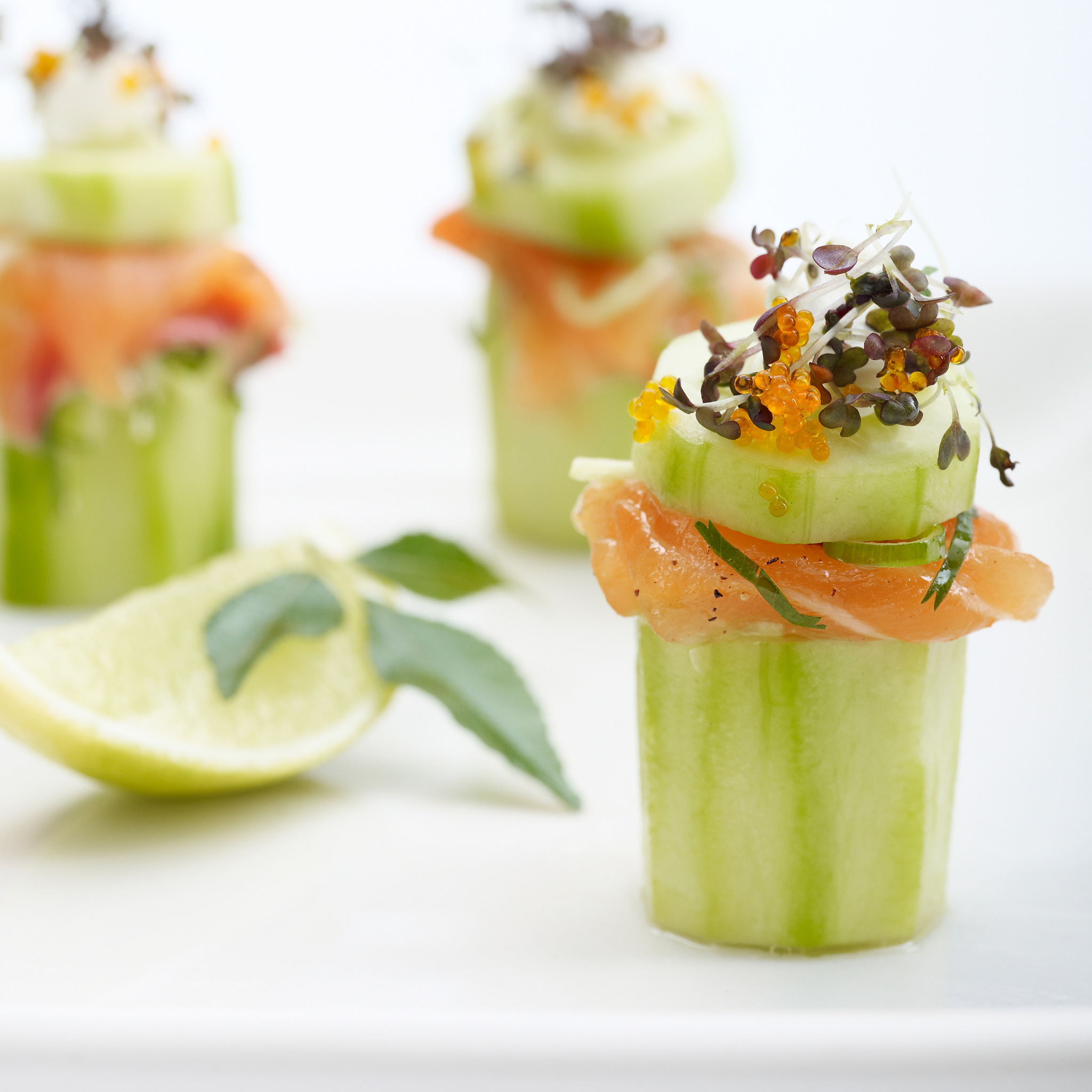 Cucumber Shots with Smoked Salmon Dip (GF)