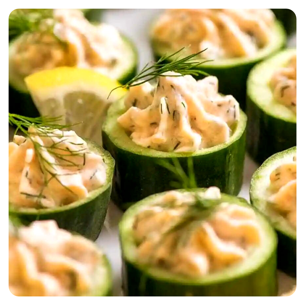 Cucumber Shots with Smoked Salmon Dip (GF)