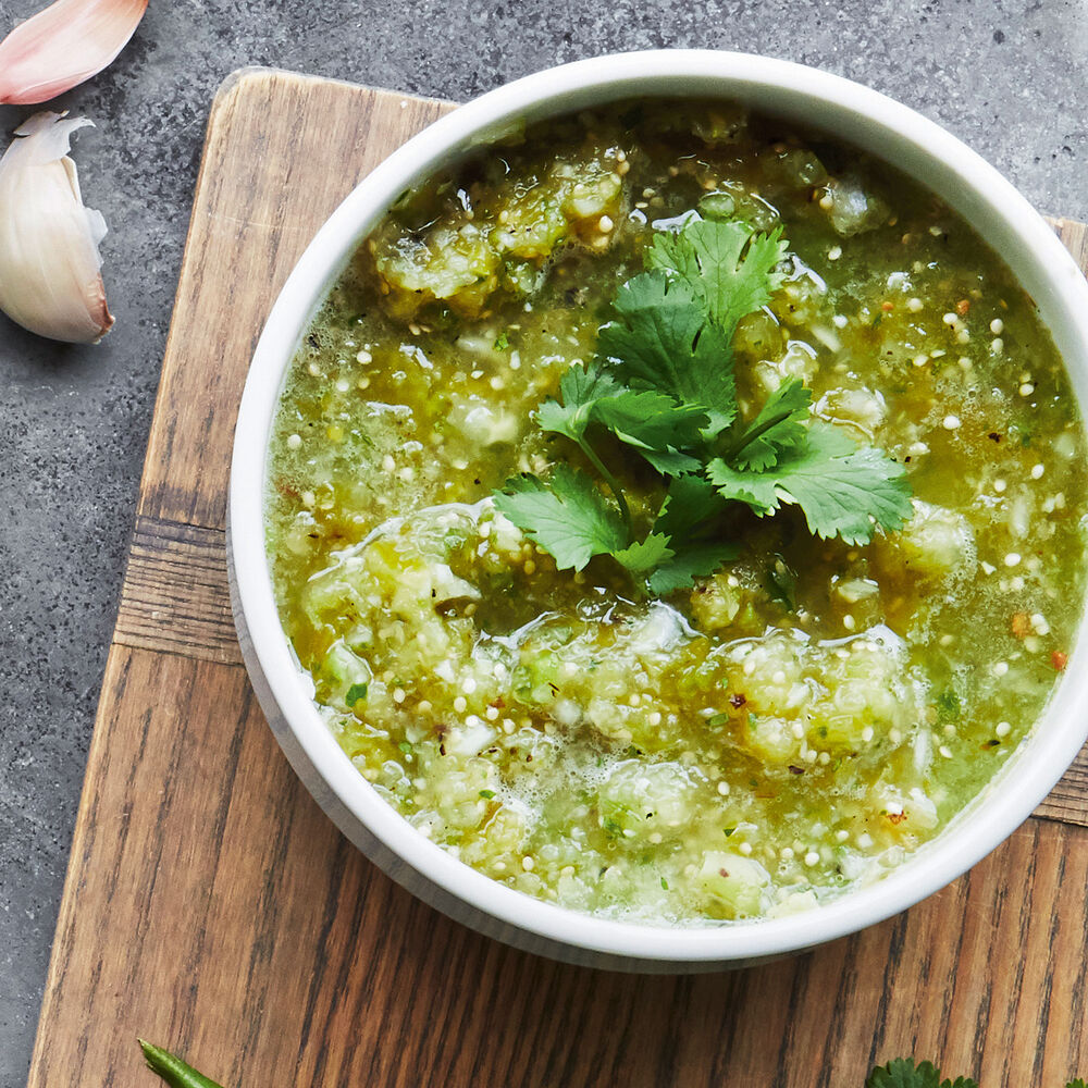 bowl of tomatillo salsa