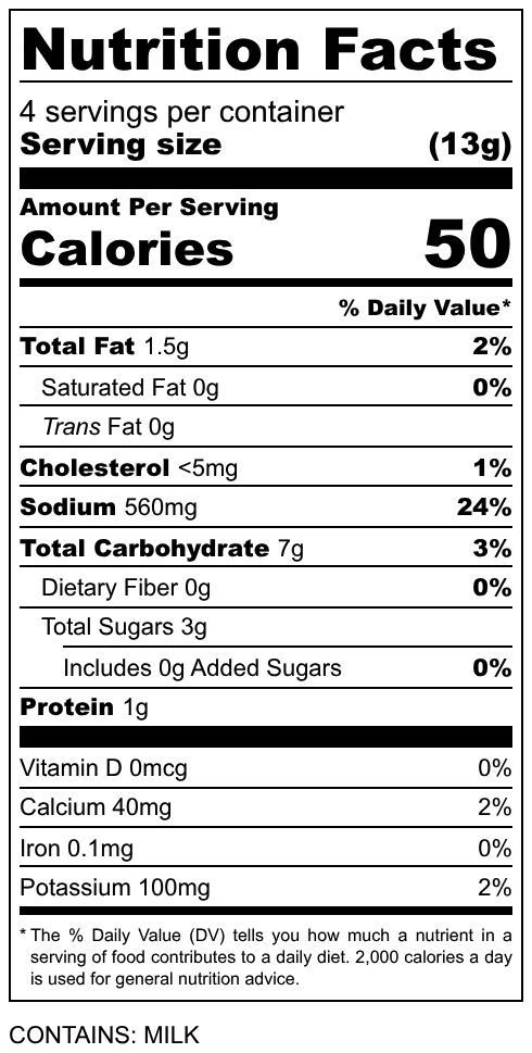 mac daddy nutrition facts