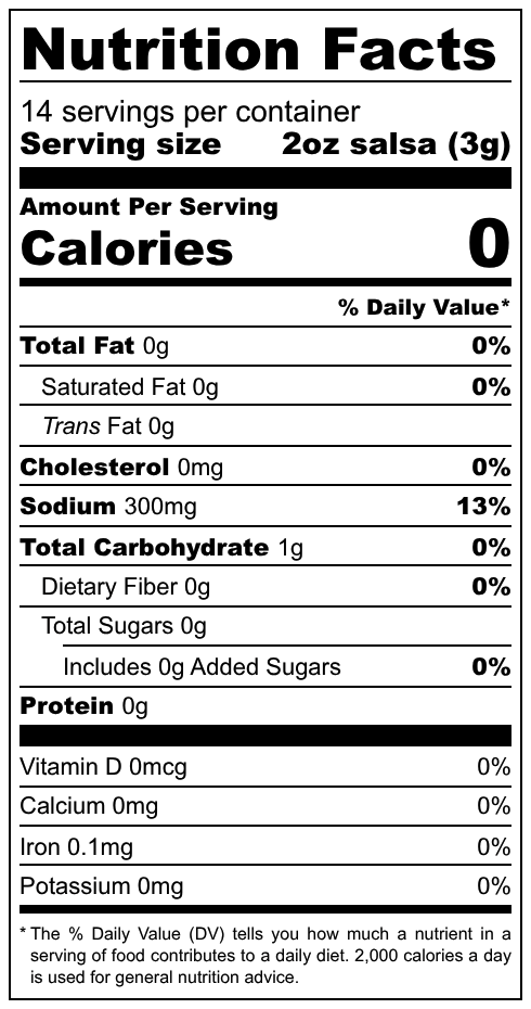 Salsa nutrition facts