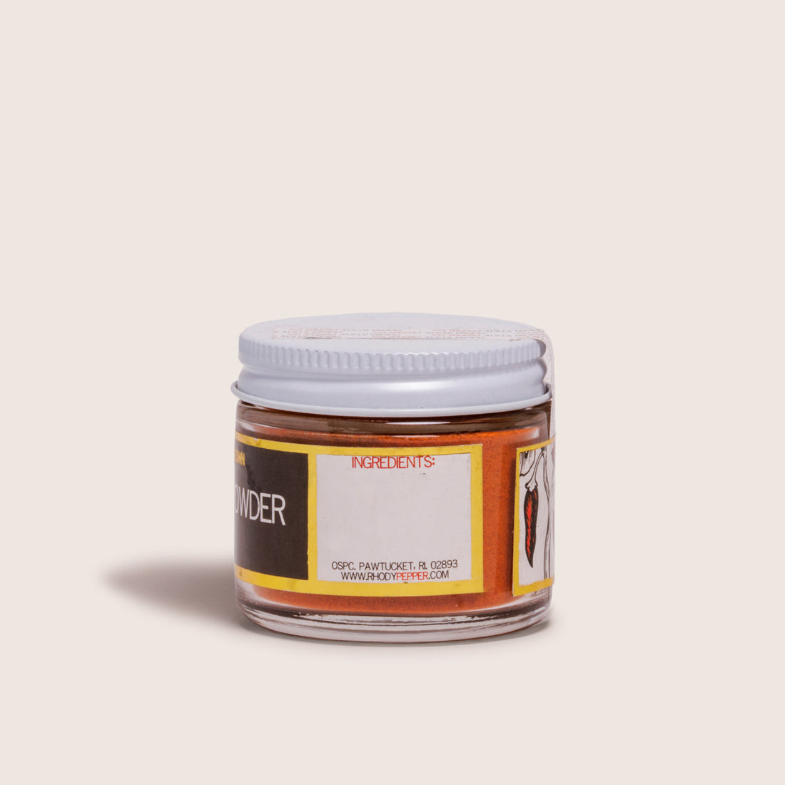side view of chili powder jar
