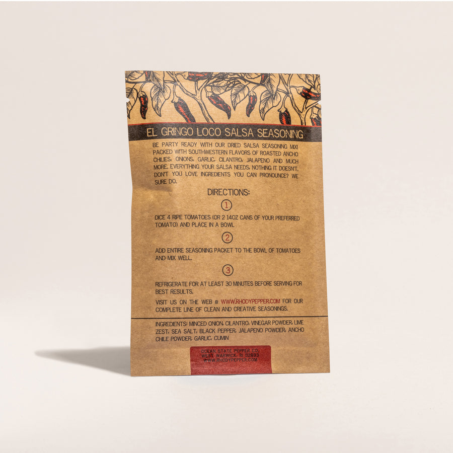 information panel for salsa seasoning pouch