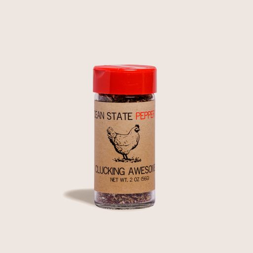 front image of clucking awesome seasoning bottle