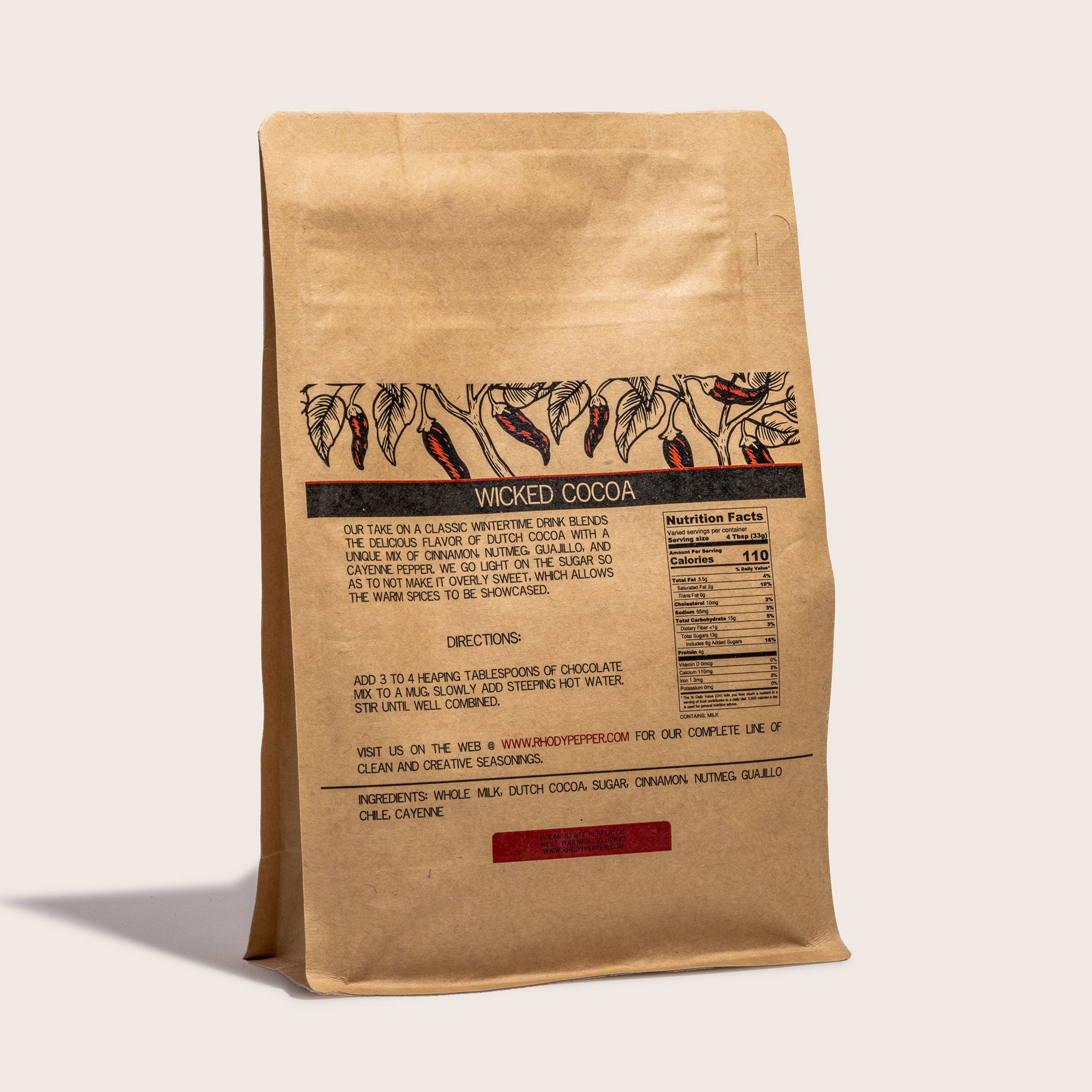 information panel for hot chocolate mix