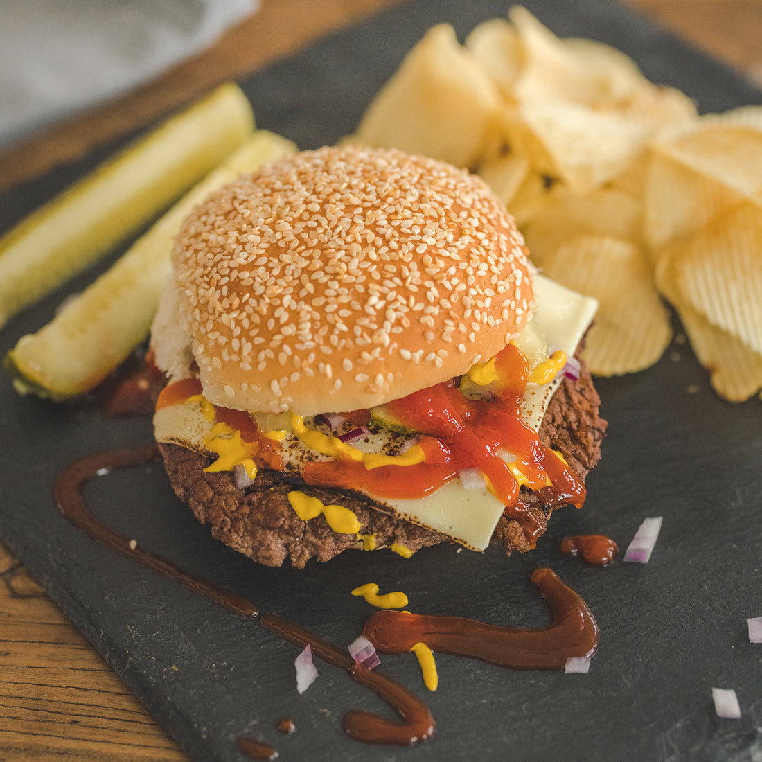 Cheeseburger on a plate