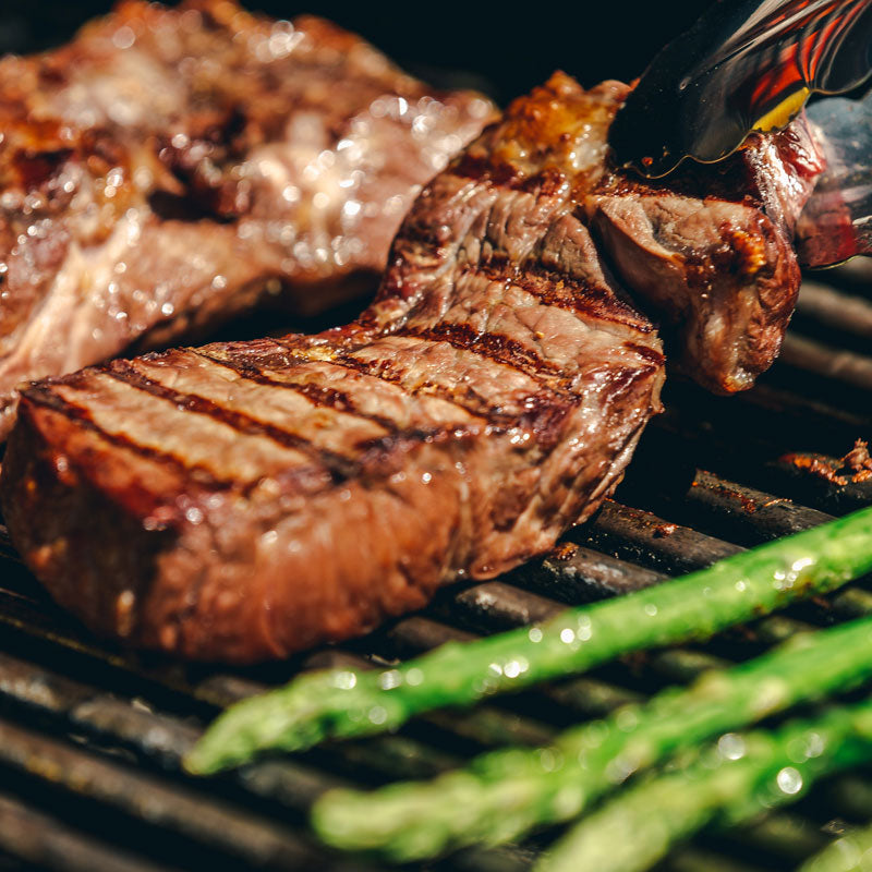 grilled steak and vegetables