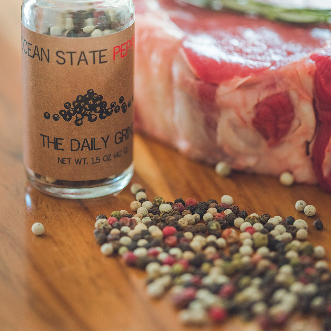 Peppercorns and steak