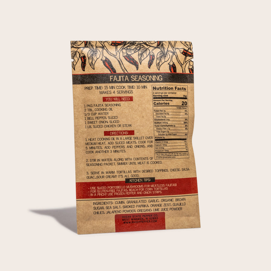 information panel for fajita seasoning
