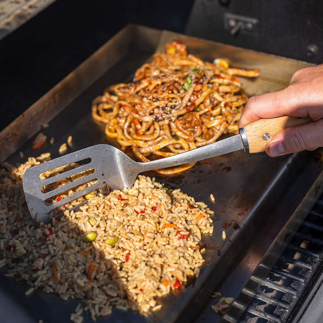 fried rice on a skillet